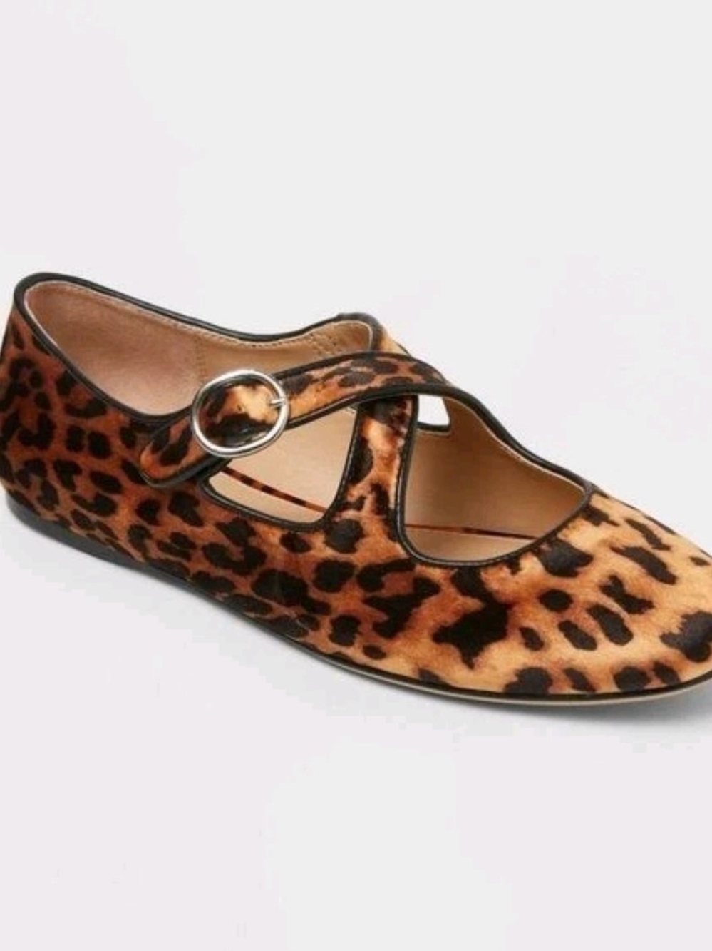 a new day Leopard Print Mary Jane Flats - Tan & Black